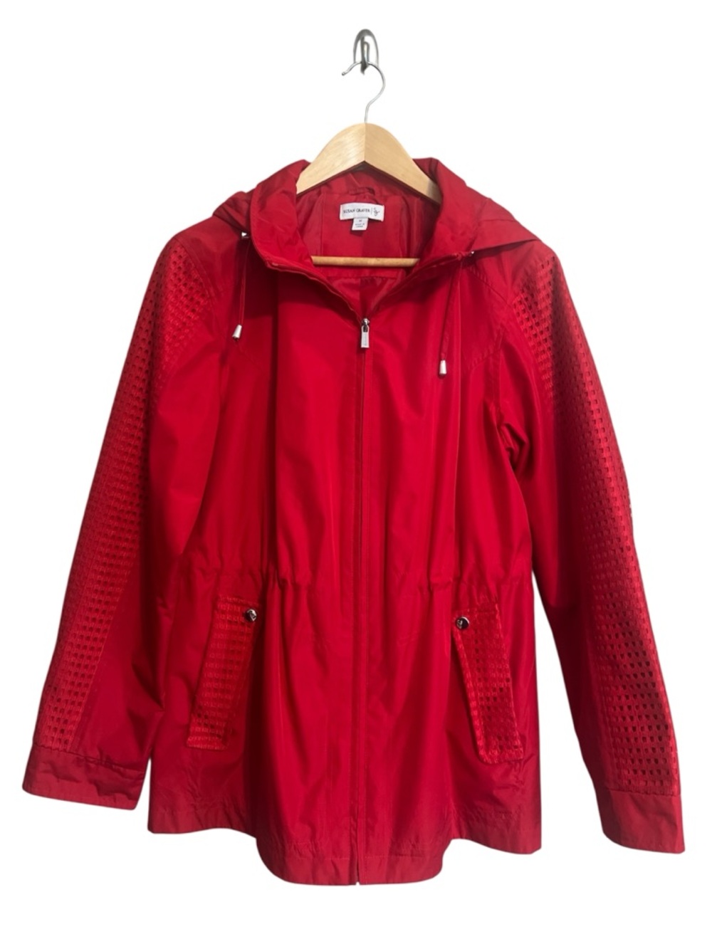 Susan Graver Red Hooded Utility Jacket